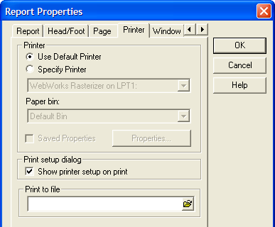 Report Printer Properties